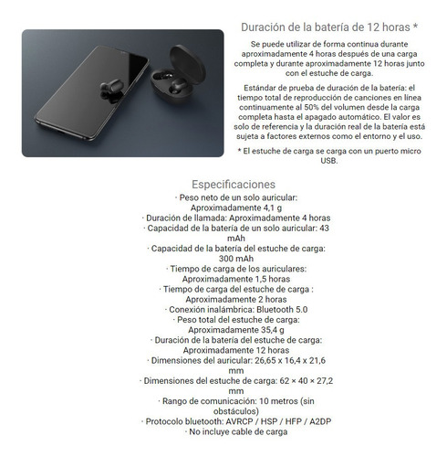 Auriculares Xiaomi Redmi Airdots Earbuds Caja Carga Inal Loi
