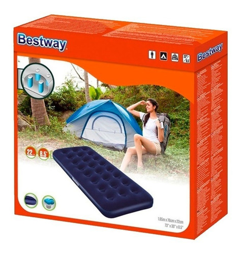 Colchón Inflable Bestway 2 Plazas Color Azul 191x137x22 Cm