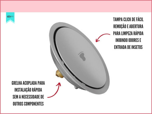 Kit 2 Ralos Inox Click Pop Up Redondo 10x10 Demima