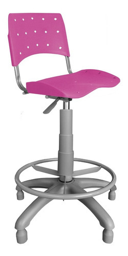 Cadeira Caixa Cinza Plástica Secretária Ergoplax Rosa 