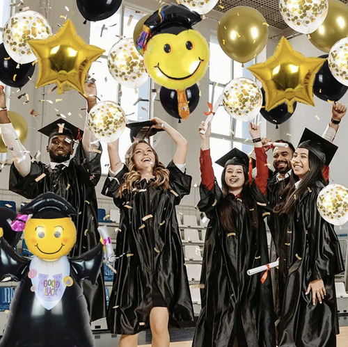 Set Globos Graduación Fiesta Graduado Decoración Carita