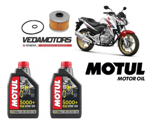 Kit Troca Óleo 2l Motul 5000 20w50 Filtro Honda Cb300 Xre300