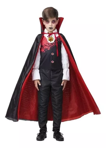 Fantasia Conde Drácula Vampiro Infantil Halloween 4 Itens em
