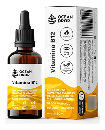 Vitamina B12 - Ocean Drop - 30ml Sabor Morango