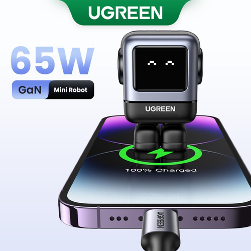 Cargador Ugreen Robot 65w Tipo C C. Rapida Black 15570