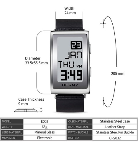 Berny Reloj Deportivo Digital Para Hombre Pantalla De Tinta