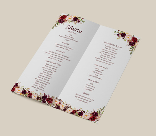 Menu Casamento Livreto Com Carta De Agradecimento Digital
