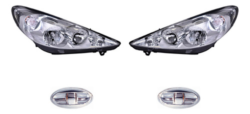 Cuartos + Faros 4 Piezas Depo P/ Peugeot 207 2009-2011