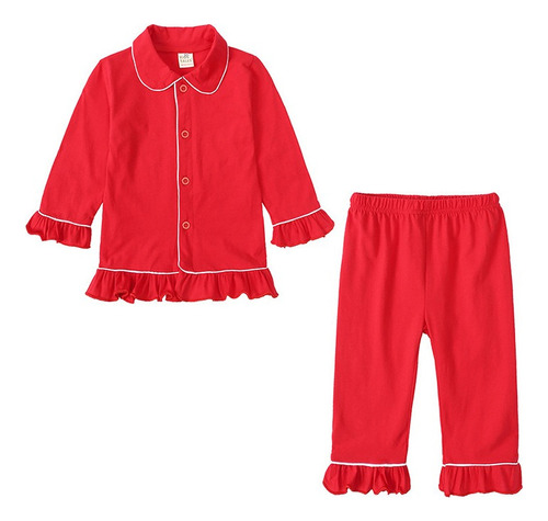Conjunto De Pijama Rojo Para Niños En Navidad