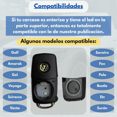 Carcasa Llave Navaja Vw Amarok Polo Golf Suran Fox 2 Botones