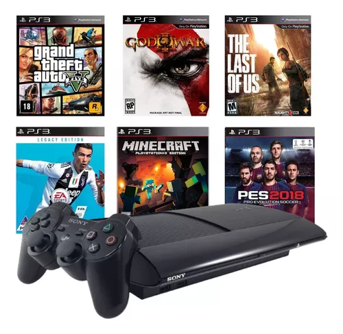 Playstation 3 Versão Gta V Com 30 Jogos Controle Novo E Brindes