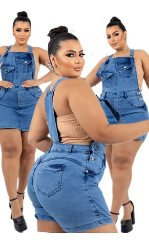 Macacão Plus Size Com Lycra Cintura Alta Macaquinho Verão 