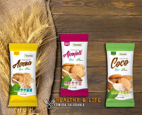 Imagen 3 de 3 de Galletas De Ajonjolí, Avena Y Coco Con 12 Piezas De 80 Grs