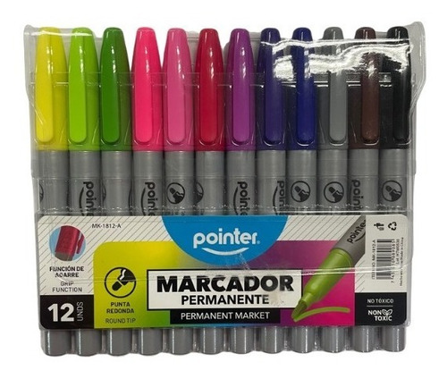 Marcadores Pointer Permanente X12 Colores Surtidos 