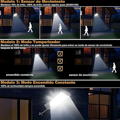 MEIHUA Luz Solar Colgante Exterior 76 LED 2500-6500K Lámpara Solar