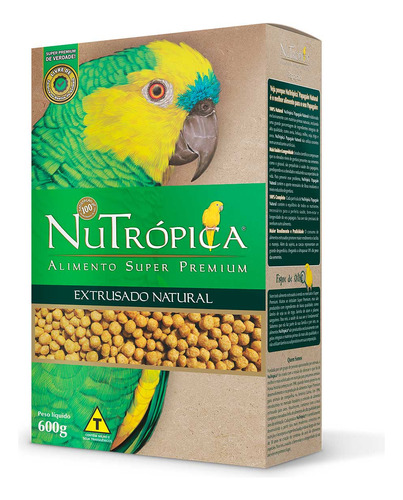 Nutrópica Papagaio Natural 600g Ração Extrusada Premium