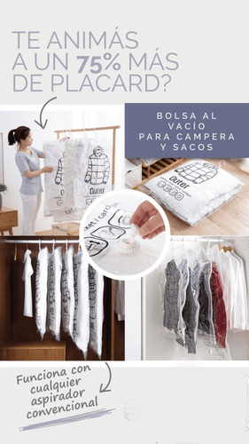 Imagen 3 de 4 de Bolsa Al Vacio Para Guardar Camperas Grande