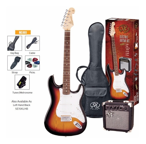 Guitarra Electrica Pack Sx Se1sk Strato 3/4 Sunburst