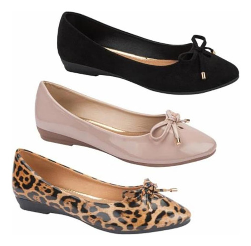 Balerinas Kit 3 Pares Color Nude Animal Print Y Negro!!