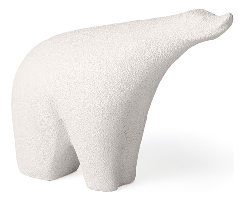 Escultura Urso Em Polirresina Branco Mart