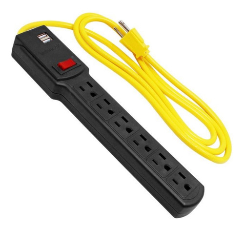 Multicontacto 6 Entradas Con Supresor De Picos Y 2 Para Usb