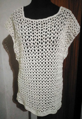 Remera - Vestido - Playero Cerrado Tejido Crochet Artesanal