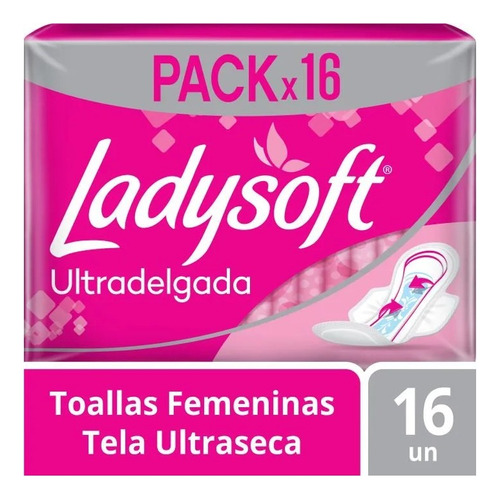 Toalla Femenina Ladysoft Ultra Fina Seca 16u Pack 3 Paq