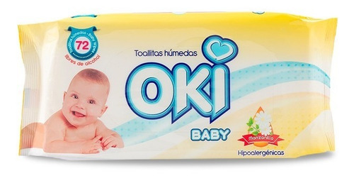 Imagen 2 de 4 de Toallitas Húmedas Manzanilla 72 Unid Oki Baby 18 Paqxbulto