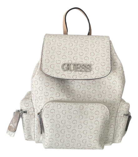 Mochila Guess Modelo 2024 Style: 20sv817032 Color Blanco Diseño De La Tela Rayas