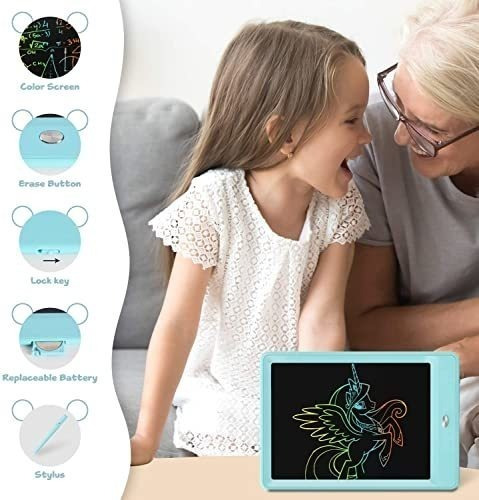 Imagen 3 de 6 de Tablet De Escritura Lcd A Color Para Niños Y Niñas - Blue