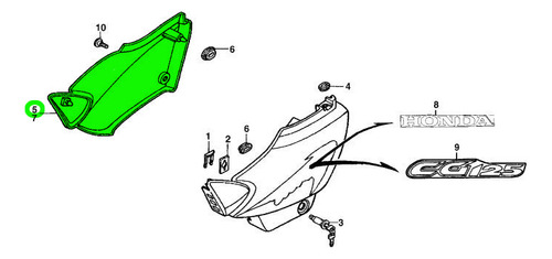 Cacha Honda Titan 125 Es Dererecha Bordo C/detalles Original