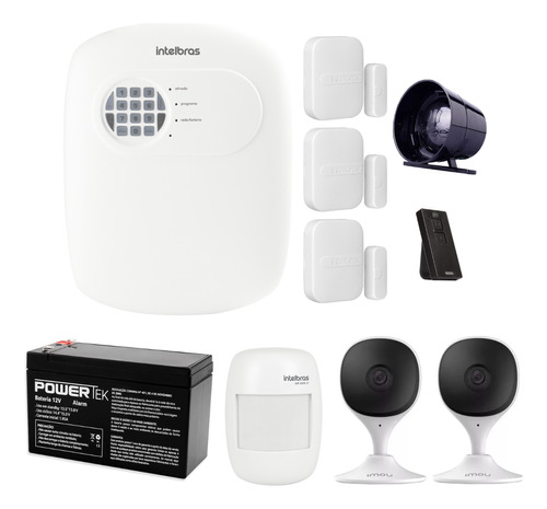 Kit De Segurança C/ Alarme E  2 Câmeras Wifi 4 Sensores Sf