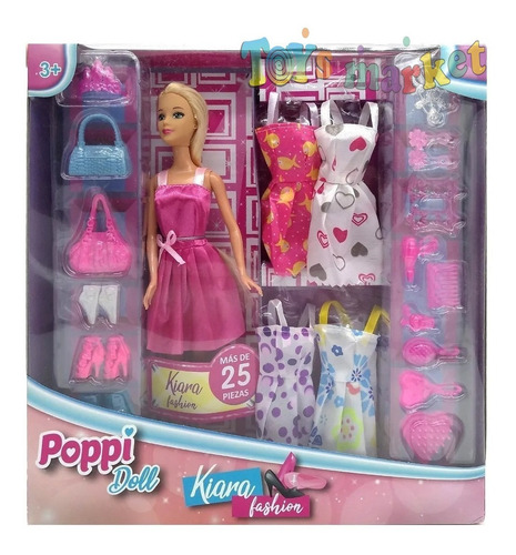 Imagen 2 de 6 de Muñeca Kiara Vestidos Princesa Accesorios Zapatos Poppi Doll