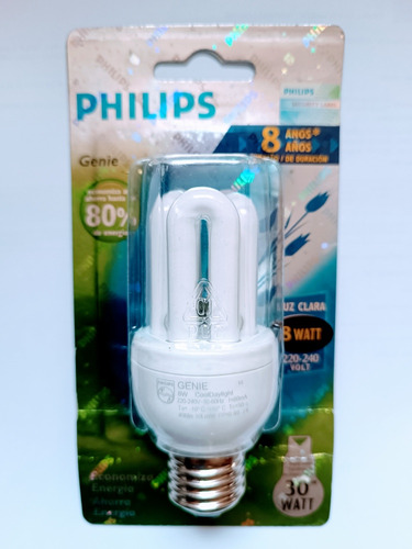 Foco Ahorrador Mod Genie 8w 220v E27 Luz Día 400lm Philips