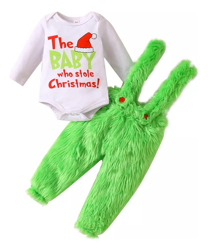 A Disfraz De Grinch Navideño Para Bebé Con Conjunto De Mono