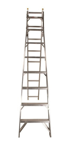 Escalera De Tijera Convertible Aluminio 17 Esc Akron 77-20 Color Plateado