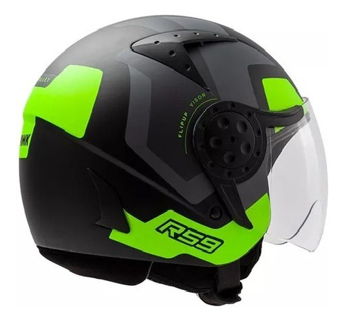 Casco Abierto Para Moto Hawk Rs9 Bullet Negro Verde Fluo Rpm