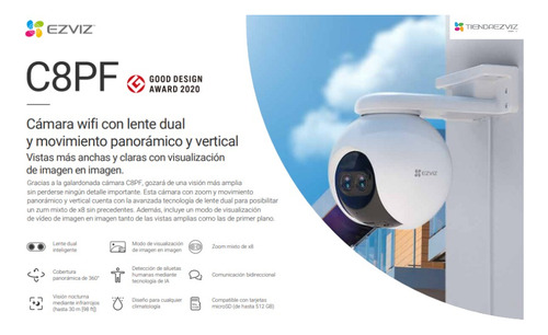 Imagen 2 de 10 de Ezviz Camara Ip Domo Wifi 360° 1080p Motorizada Zoom 8x C8pf
