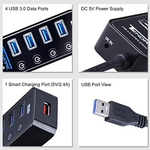Hub Usb 3.0, Hub Usb Tendak Con 4 Puertos De Datos Usb 3.0 +