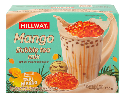 Bebida En Polvo Buble Tea Sabor Mango, Hillway, 225 G