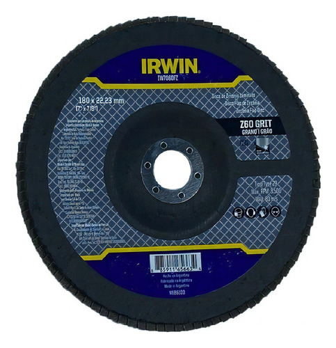 Disco De Fibra Flap 7 X 7/8 Gr Zircônia 60 Iw7060fz Irwin