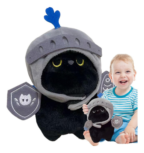 Knight Cat Plush, Soft Cat Stuffed Animals, Black Cat Cat