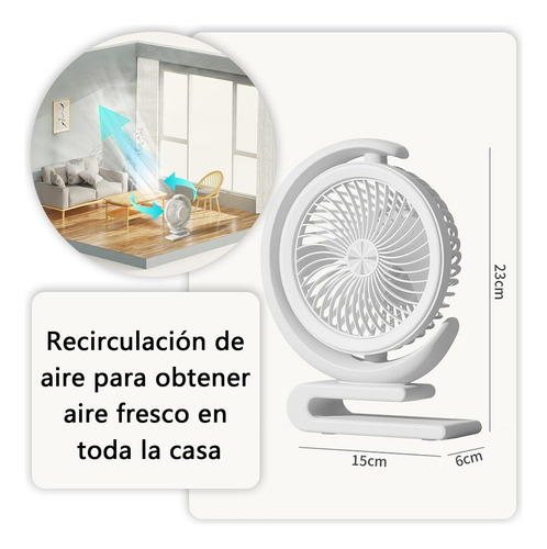Ventilador Recargable Con Luz, Ventilador De Escritorio Usb