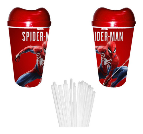 12 Vaso Pitillo Spiderman Sorpresa Piñata Regalo Fiesta