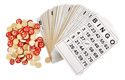 Juego De Bingo Sencillo 40 Cartones+fichas En Madera 