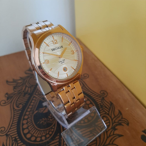 Oferta Relógio Seculus Feminino Rosê Gold Aço Prova D'água