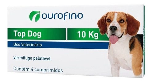 Top Dog Vermifugo Para Cães 10kg 4 Comprim Ouro Fino