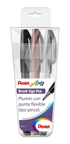 Marcadores Punta Pincel Base Agua Pentel 3 U