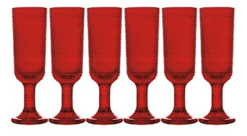 Jogo 6 Taças Champanhe 160ml Pérola Rubi Vermelho Ke Home