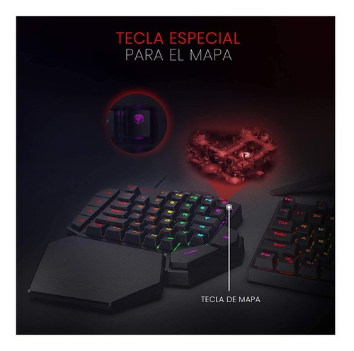 Imagen 8 de 8 de Teclado Una Mano Gamer Redragon Diti K585 Outemu Blue Negro